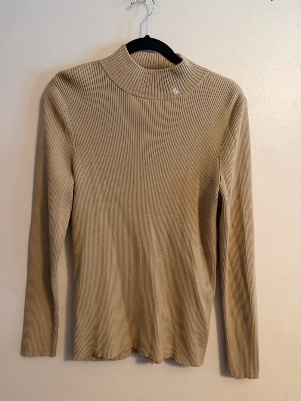 Vintage Ralph Lauren Camel Ribbed Mock Neck Sweater